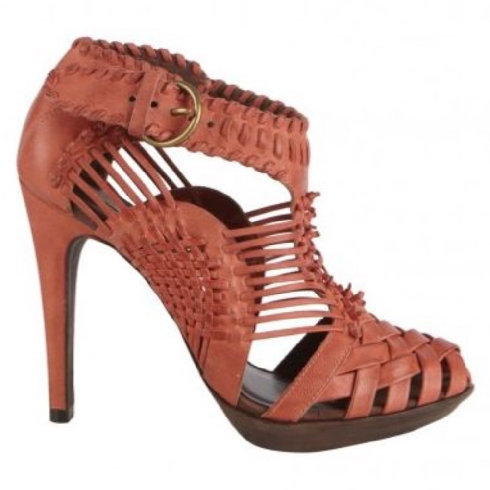 All Saints Tain Platform Weaved Leather Heels